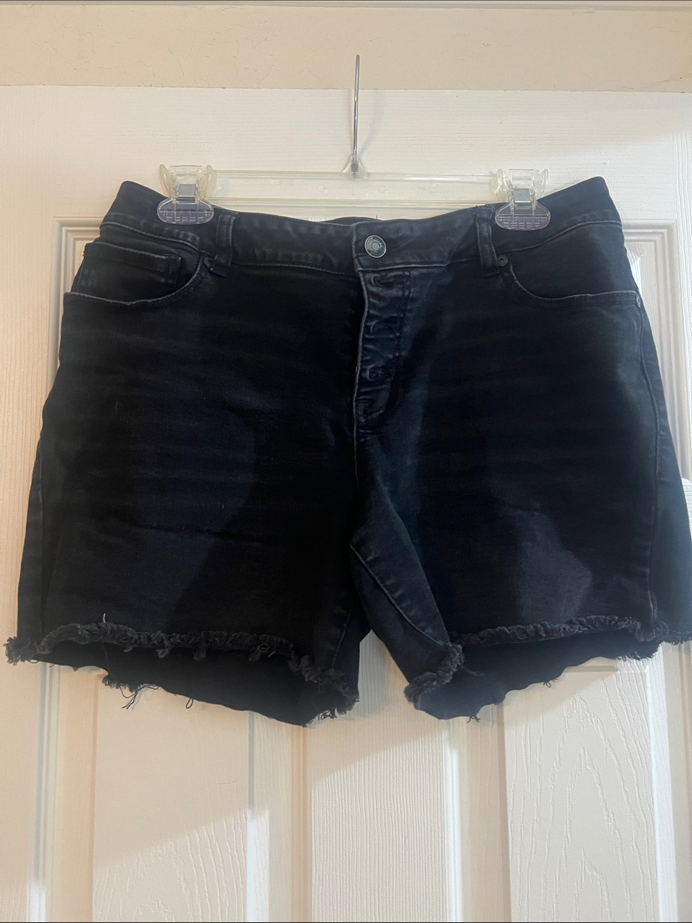 Maurices Black Frayed Hem Jean Shorts